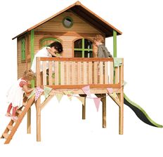 Zdjęcie Axi Sophie Drewniany Domek Dla Dzieci Z Jasnozielona Zjezdzalnia - Piotrków Kujawski