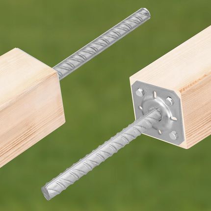 Kotarbau 4X Podstawa Kotwa Wspornik Słupa 80X80X200 Pręt Do Wmurowania Stalowa Ocynk - zdjęcie 4