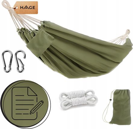 Hage Hamak Ogrodowy Turystyczny Boho Dwuosobowy 100X200cm 150Kg Army Green - zdjęcie 2