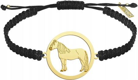 Złota Bransoletka z Koniem Haflinger 925 Makrama Prezent Biżuteria GRAWER