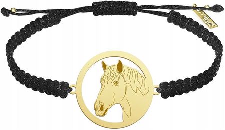 Złota Bransoletka z Koniem Perszeron 925 Makrama Prezent Biżuteria GRAWER