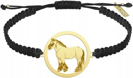 Złota Bransoletka z Koniem Belgijskim 925 Makrama Prezent Kobieta GRAWER