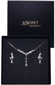 Kolczyki i naszyjnik - Komplet ślubny LUMINA silver