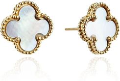 Zdjęcie Kolczyki ze stali szlachetnej platerowane 14k złotem, sztyft, masa perłowa KST3370 - Nowa Sarzyna