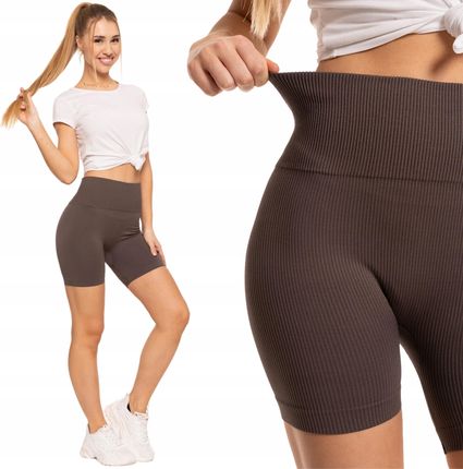 Kolarki Legginsy Bikery Damskie Push-Up Wysoki Stan Prążkowane Moraj S/m