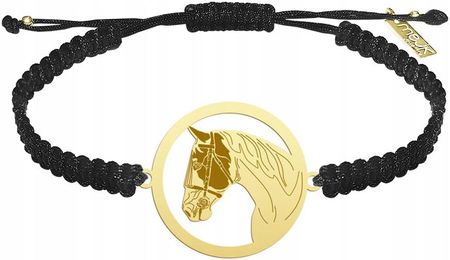 Złota Bransoletka z Koniem American Paint Horse 925 Makrama GRAWER