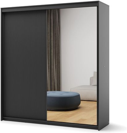 Lenart Trend Szafa Tz 01 2 Drzwiowa Z Oświetleniem Led Kasztan Arvadonna Czarny Mat ()