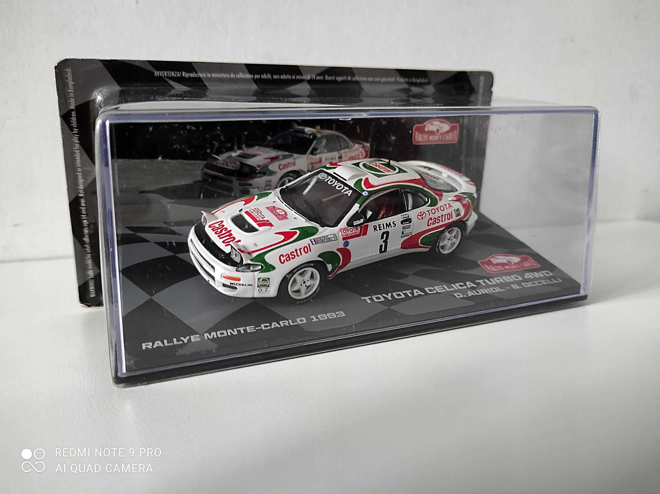 Corgi 1/43 Toyota Celica Turbo 4WD 1993 - Auriol/Occelli, Monte-Carlo N°3, AUTOGRAPHES Sur Boîte