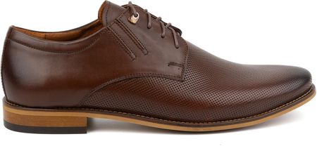 Buty męskie eleganckie, skórzane, wiązane, model 483, w kolorze ciemnobrązowym