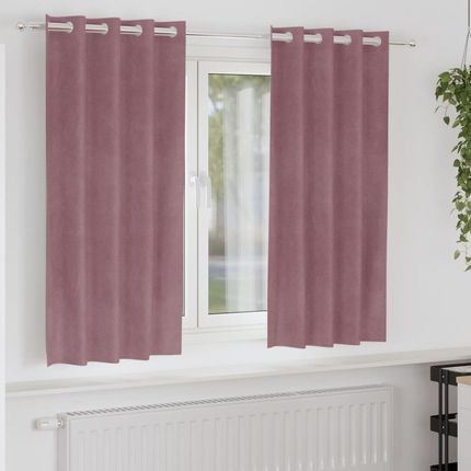 vidaXL Zasłony Blackout Z Oczkami 2 Sztuki Ciemnoróżowy Aksamit 140x175cm