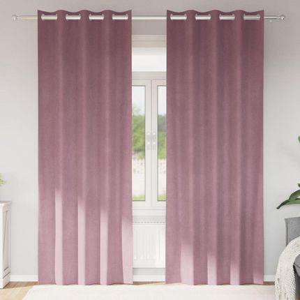 vidaXL Zasłony Blackout Z Oczkami 2 Sztuki W Ciemnoróżowym Aksamicie 140x260cm