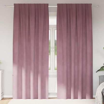 vidaXL Firany Blackout Z Taśmą Górną 2 Szt. Ciemnoróżowy Aksamit 140x225cm