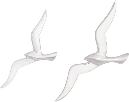 vidaXL Rzeźby Mewy Na Ścianę 2 Szt. Srebrne Aluminium - zdjęcie 3