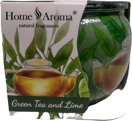 Świeca w szkle 15 h Home Aroma TANIO Green Tea and Lime zielona herbata - zdjęcie 2
