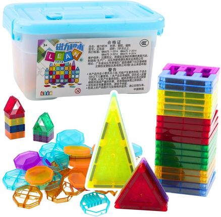 Lean Toys Zestaw Klocki Magnetyczne W Walizce Kolorowe 57El.