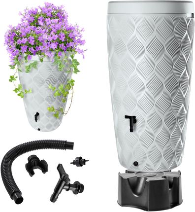 Kadax Zbiornik Na Deszczówkę Reveret 240l Z Zestawem Przyłączeniowym I Podstawką Platynowy Fale 35547