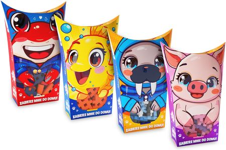 Marioinex Mini Waffle Pocket Pets 4-pak krab, mors, świnka, rybka)
