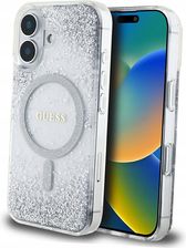 Guess Plecki Etui Hc Resin Bottom Glitter Magsafe Do Iphone 16 Srebrne