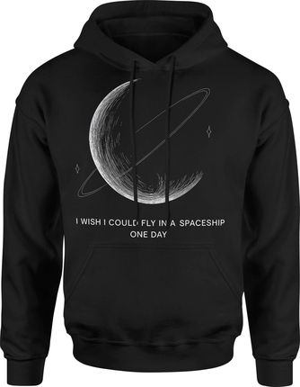 I Wish i could fly in a spaceship one day Męska bluza z kapturem (XL, Czerwony) - zdjęcie 2