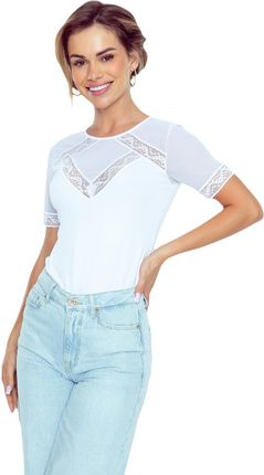 Bluzka damska bluzka z koronką i tiulowymi wstawkami Persefona biała