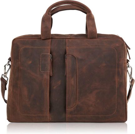 Skórzana torba męska na laptopa z uchwytem na walizkę brązowa vintage Paolo Peruzzi E-26-NBR