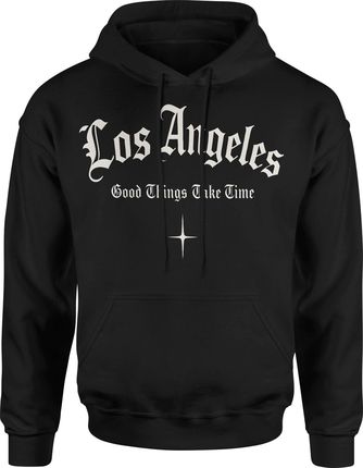 Los Angeles Gotyk Good things take time Męska bluza z kapturem (L, Czerwony) - zdjęcie 2