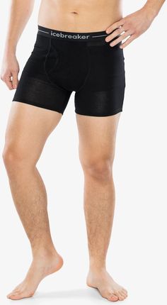 Bokserki termoaktywne Icebreaker Anatomica Boxers wFly - black