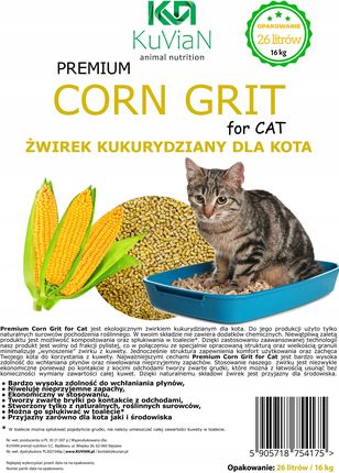 Żwirek Kukurydziany 26 Litrów Naturalny Żwir Dla Kota Zbrylający Podłoże 1817835100 - zdjęcie 4