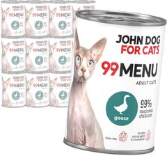 John Dog For Cats 99 Menu Mokra Karma Dla Dorosłych Kotów Z Gęsią 12X400G