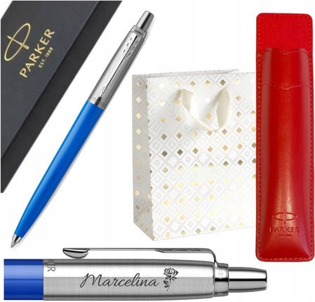 Parker Długopis Jotter Niebieski Z Grawerem I Etui Czerwone