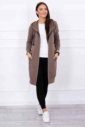 Cappuccino bluza sukienkowa z kapturem i zamkiem | Długa | UNI - zdjęcie 3