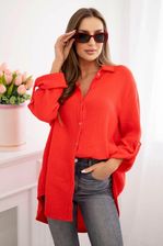 Zdjęcie Koszula damska muślinowa Plus Size czerwona 100% bawełna - Zelów