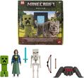Mattel Minecraft Groźne spotkania na Powierzchni Zestaw z 4 figurkami i 3 akcesoriami, inspirowany filmem „Minecraft: Film” kolekcjonerska JFR70