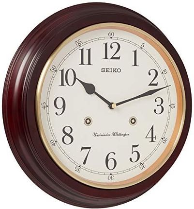 Seiko 12-calowy zegar ścienny o ziarnistości z cyframi i podwójnym dzwonkiem ćwierć godziny (QXH202ZLH)