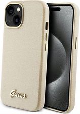 Plecki Etui Guess Glitter Glossy Script do iPhone 15 złote