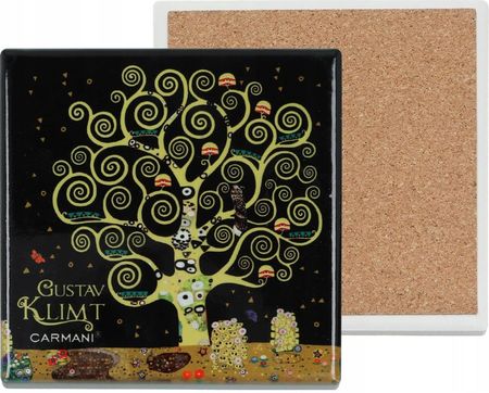 Carmani Podkładka Ceramiczna Kwadratowa G. Klimt Drzewo Życia (Ciemne Tło) (Car
