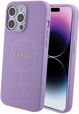 Guess Plecki Etui Saffiano Magsafe Do Iphone 15 Pro Fioletowe