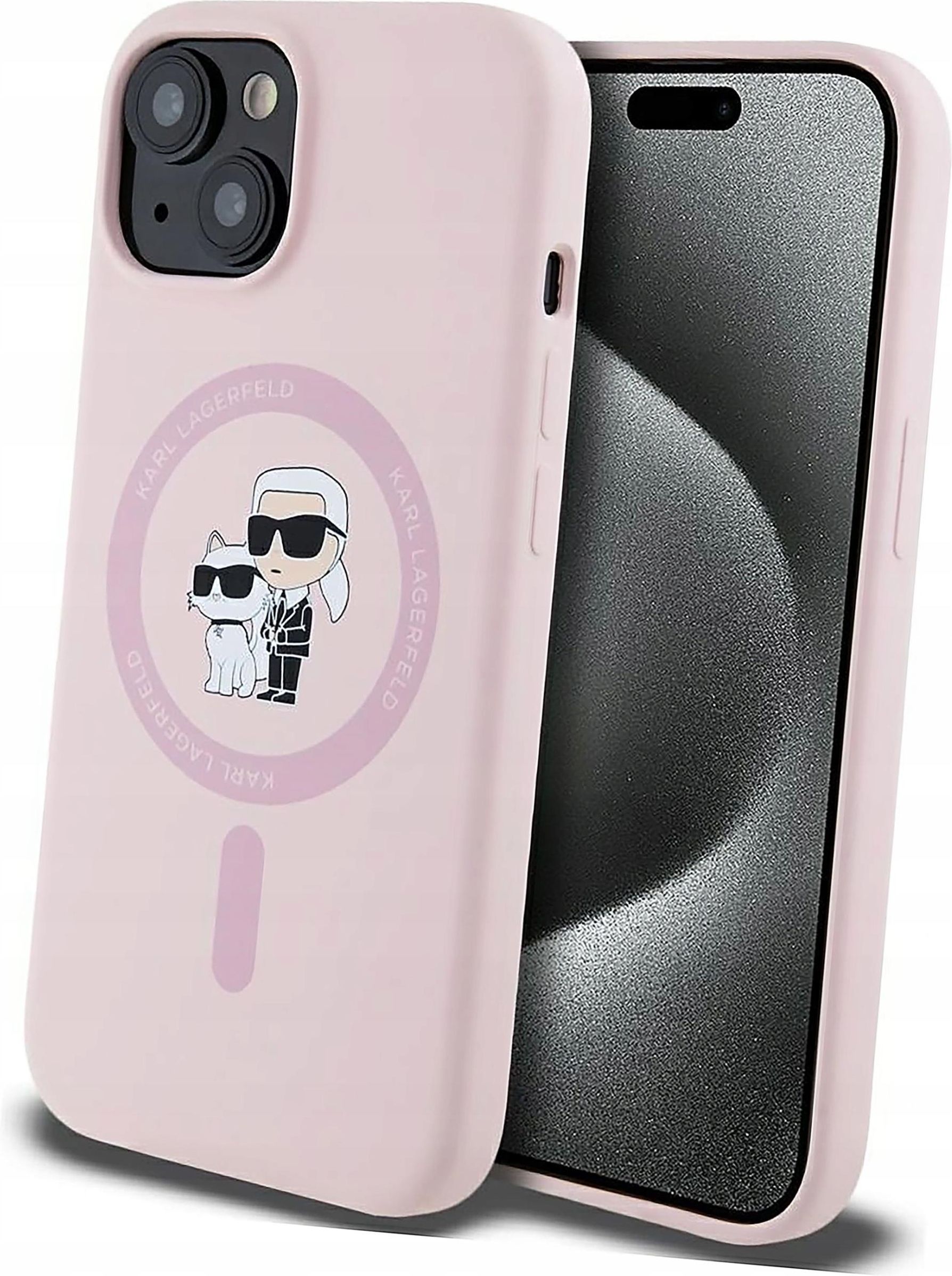 iPhone 15 Pro Karl Lagerfeld IML Glitter Karl & Choupette MagSafe Case