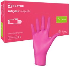 Zdjęcie Mercator Rękawiczki Nitrylowe S Różowe Nitrylex Magenta 100szt. - Ząbki