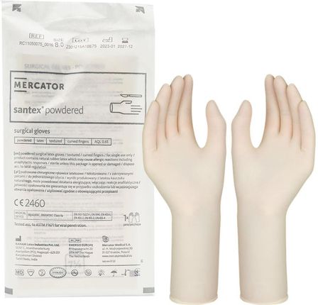 Mercator Rękawiczki Chirurgiczne Lateksowe Sterylne 8.0 Pudrowane Santex Powdered 1 Para - zdjęcie 2