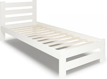 Elior Białe pojedyncze łóżko z drewna sosnowego 90x200 Vosato 6X