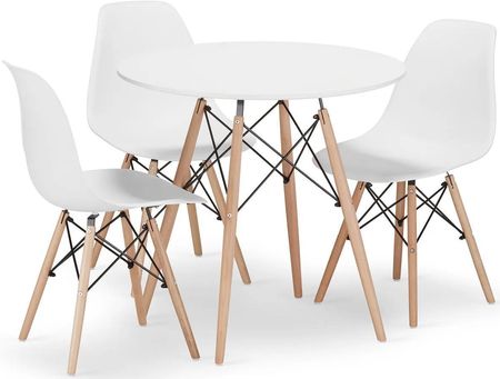 Elior Komplet Stół Biały 80 Cm Z 3 Krzesłami Do Kuchni Almada 11X