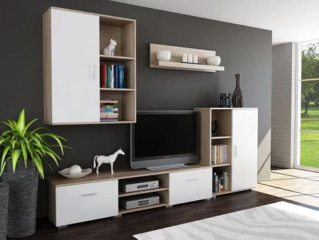 Elior Meblościanka Biała + Dąb Sonoma Arakin 3X