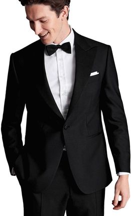 Charles Tyrwhitt Peak Lapel Tuxedo Jacket — Black - Classic fit | 50 | Zkrócone Marynarka smokingowa z formalną klapą w szpic Garnitury
