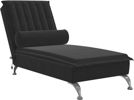 Elior Aksamitny czarny szezlong z masującą poduszką Orfes