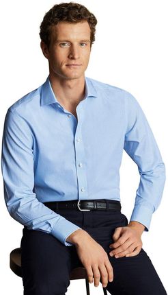 Charles Tyrwhitt Spread Collar Non-Iron Bengal Stripe Shirt — Sky Blue - Extra Slim fit | 41 | 89 Koszula non-iron w subtelne paski Formalne