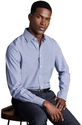 Charles Tyrwhitt Spread Collar Non-Iron Bengal Stripe Shirt — Royal Blue - Slim fit | 42 | 89 Koszula non-iron w subtelne paski Formalne
