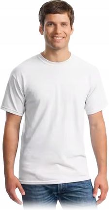 T-shirt Męski Biały Koszulka Męska Krótki Rękawek Gildan 100% Bawełna - zdjęcie 6