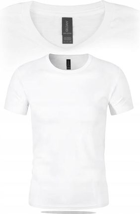 T-shirt Męski Biały Koszulka Męska Krótki Rękawek Gildan 100% Bawełna - zdjęcie 4