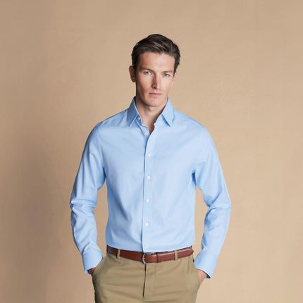 Charles Tyrwhitt Non-Iron Twill Shirt — Sky Blue - Extra Slim fit | 37 | 81 Koszula non-iron o splocie diagonalnym Formalne